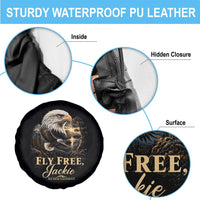 Fly Free Jackie Big Bear Bald Eagle Memorial Spare Tire Cover California Valley Sunset Forest Nature Graphic