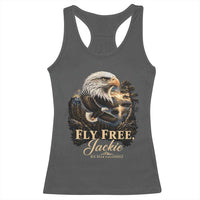 Fly Free Jackie Big Bear Bald Eagle Memorial Racerback Tank Top California Valley Sunset Forest Nature Graphic