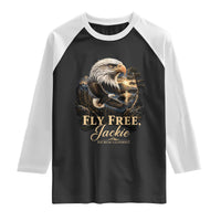 Fly Free Jackie Big Bear Bald Eagle Memorial Raglan Shirt California Valley Sunset Forest Nature Graphic
