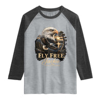 Fly Free Jackie Big Bear Bald Eagle Memorial Raglan Shirt California Valley Sunset Forest Nature Graphic