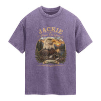 Jackie Forever Our Queen Bald Eagle Memorial Washed Cotton T-Shirt Big Bear Lake Crest Tribute Graphic