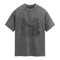 Fly Free Jackie Vintage Etching Soaring Eagle Washed Cotton T-Shirt Big Bear Lake Wilderness Graphic