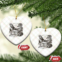 Fly Free Jackie Vintage Etching Soaring Eagle Ceramic Ornament Big Bear Lake Wilderness Graphic
