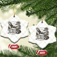Fly Free Jackie Vintage Etching Soaring Eagle Ceramic Ornament Big Bear Lake Wilderness Graphic