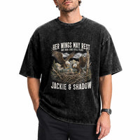 Her Wings May Rest Jackie and Shadow Washed Cotton T-Shirt Bald Eagle Nest Family Tribute Graphic