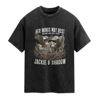 Her Wings May Rest Jackie and Shadow Washed Cotton T-Shirt Bald Eagle Nest Family Tribute Graphic