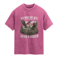 Her Wings May Rest Jackie and Shadow Washed Cotton T-Shirt Bald Eagle Nest Family Tribute Graphic