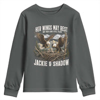 Her Wings May Rest Jackie and Shadow Youth Sweatshirt Bald Eagle Nest Family Tribute Graphic