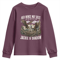 Her Wings May Rest Jackie and Shadow Youth Sweatshirt Bald Eagle Nest Family Tribute Graphic
