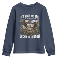 Her Wings May Rest Jackie and Shadow Youth Sweatshirt Bald Eagle Nest Family Tribute Graphic