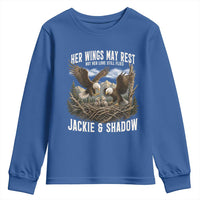 Her Wings May Rest Jackie and Shadow Youth Sweatshirt Bald Eagle Nest Family Tribute Graphic