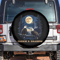Jackie and Shadow Bald Eagle Couple Spare Tire Cover Full Moon Forest Vintage Nature Graphic