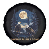 Jackie and Shadow Bald Eagle Couple Spare Tire Cover Full Moon Forest Vintage Nature Graphic