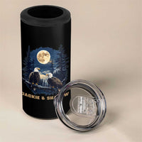 Jackie and Shadow Bald Eagle Couple 4 in 1 Can Cooler Tumbler Full Moon Forest Vintage Nature Graphic