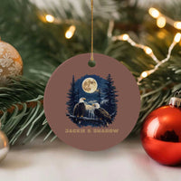 Jackie and Shadow Bald Eagle Couple Ceramic Ornament Full Moon Forest Vintage Nature Graphic
