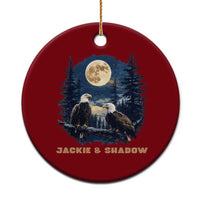 Jackie and Shadow Bald Eagle Couple Ceramic Ornament Full Moon Forest Vintage Nature Graphic