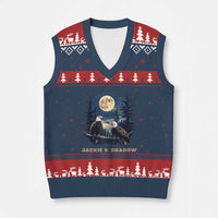 Jackie and Shadow Bald Eagle Couple V-Neck Knit Sweater Vest Full Moon Forest Vintage Nature Graphic