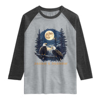 Jackie and Shadow Bald Eagle Couple Raglan Shirt Full Moon Forest Vintage Nature Graphic