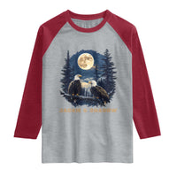 Jackie and Shadow Bald Eagle Couple Raglan Shirt Full Moon Forest Vintage Nature Graphic