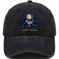Jackie and Shadow Bald Eagle Couple Washed Cotton Baseball Cap Full Moon Forest Vintage Nature Graphic