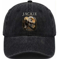 Jackie Forever Our Queen Bald Eagle 2012 2026 Memorial Washed Cotton Baseball Cap Fly High in Big Bear Moonlit Mountain Tribute