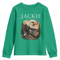 Jackie Forever Our Queen Bald Eagle 2012 2026 Memorial Youth Sweatshirt Fly High in Big Bear Moonlit Mountain Tribute