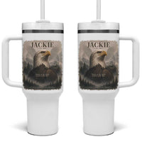 In Loving Memory of Jackie Eagle Memorial Portrait Tumbler With Handle 2012 2026 Legacy Of Strength Wilderness Tribute