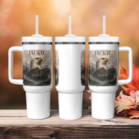 In Loving Memory of Jackie Eagle Memorial Portrait Tumbler With Handle 2012 2026 Legacy Of Strength Wilderness Tribute