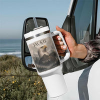 In Loving Memory of Jackie Eagle Memorial Portrait Tumbler With Handle 2012 2026 Legacy Of Strength Wilderness Tribute