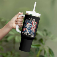 Stand With Charlie Tumbler With Handle Patriotic Free Speech We The People American Flag Graphic - Wonder Print Shop