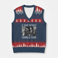 Charlie Kirk Tribute V-Neck Knit Sweater Vest A True Patriot Conservative Memorial - Wonder Print Shop