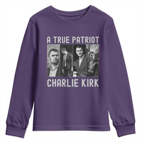 Charlie Kirk Tribute Youth Sweatshirt A True Patriot Conservative Memorial - Wonder Print Shop