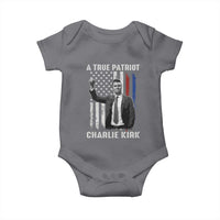 Charlie Kirk Tribute Baby Onesie A True Patriot Freedom American Flag - Wonder Print Shop