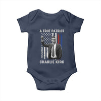 Charlie Kirk Tribute Baby Onesie A True Patriot Freedom American Flag - Wonder Print Shop