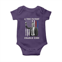 Charlie Kirk Tribute Baby Onesie A True Patriot Freedom American Flag - Wonder Print Shop