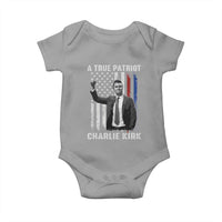 Charlie Kirk Tribute Baby Onesie A True Patriot Freedom American Flag - Wonder Print Shop