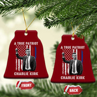 Charlie Kirk Tribute Ceramic Ornament A True Patriot Freedom American Flag - Wonder Print Shop