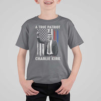 Charlie Kirk Tribute T Shirt For Kid A True Patriot Freedom American Flag - Wonder Print Shop