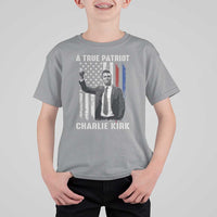 Charlie Kirk Tribute T Shirt For Kid A True Patriot Freedom American Flag - Wonder Print Shop