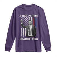 Charlie Kirk Tribute Long Sleeve Shirt A True Patriot Freedom American Flag - Wonder Print Shop