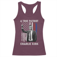 Charlie Kirk Tribute Racerback Tank Top A True Patriot Freedom American Flag - Wonder Print Shop