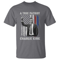 Charlie Kirk Tribute T Shirt A True Patriot Freedom American Flag - Wonder Print Shop