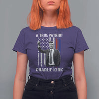 Charlie Kirk Tribute T Shirt For Women A True Patriot Freedom American Flag - Wonder Print Shop