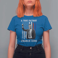 Charlie Kirk Tribute T Shirt For Women A True Patriot Freedom American Flag - Wonder Print Shop