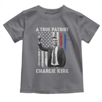 Charlie Kirk Tribute Toddler T Shirt A True Patriot Freedom American Flag - Wonder Print Shop