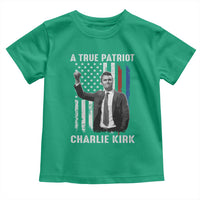 Charlie Kirk Tribute Toddler T Shirt A True Patriot Freedom American Flag - Wonder Print Shop
