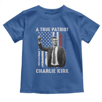 Charlie Kirk Tribute Toddler T Shirt A True Patriot Freedom American Flag - Wonder Print Shop