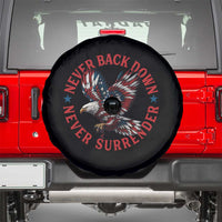 Patriotic American Eagle Graphic Spare Tire Cover Never Back Down Never Surrender Memorial for Freedom Fighters - Wonder Print Shop