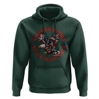 Patriotic American Eagle Graphic Hoodie Never Back Down Never Surrender Memorial for Freedom Fighters - Wonder Print Shop