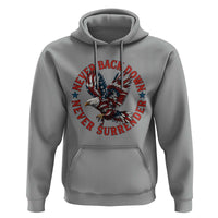 Patriotic American Eagle Graphic Hoodie Never Back Down Never Surrender Memorial for Freedom Fighters - Wonder Print Shop
